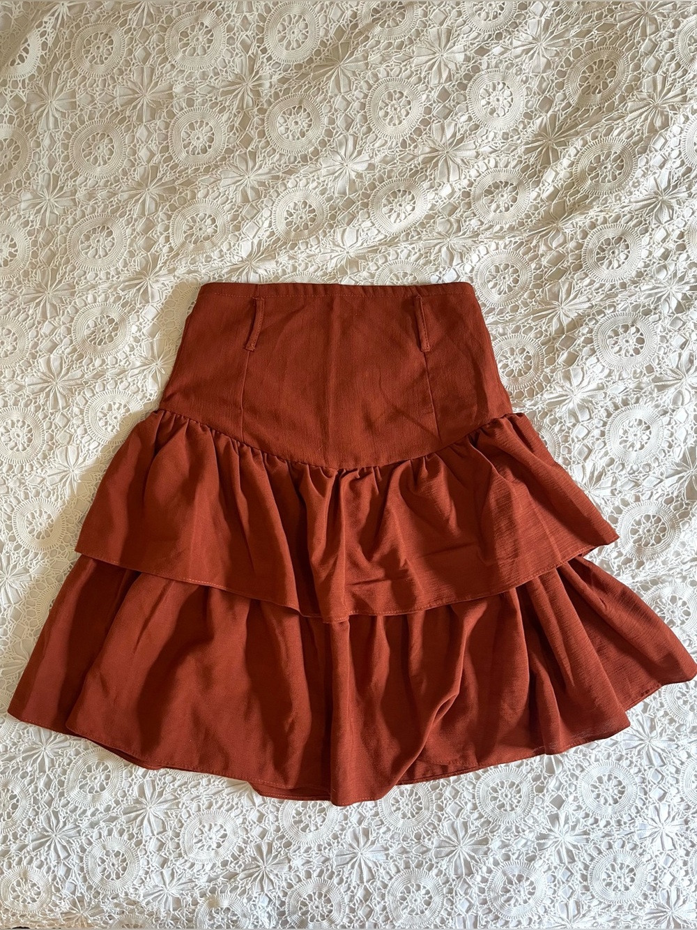 Vintage orange basque waist layered skirt